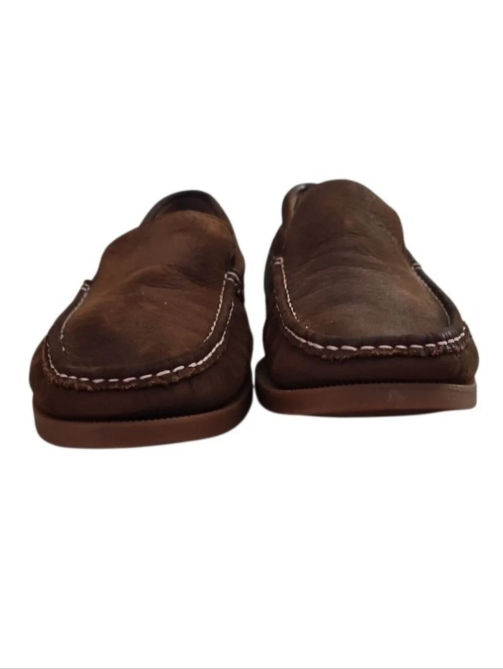 Timberland Leather Slip On Loafers Men 10.5 Brown Driving Moc Casual Shoes